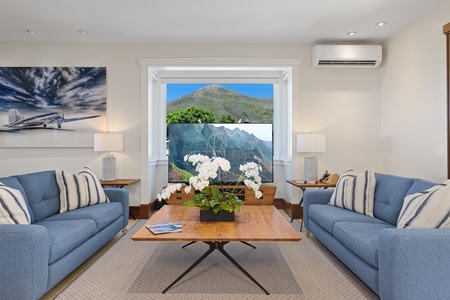 The formal living area offers comfortable seating.