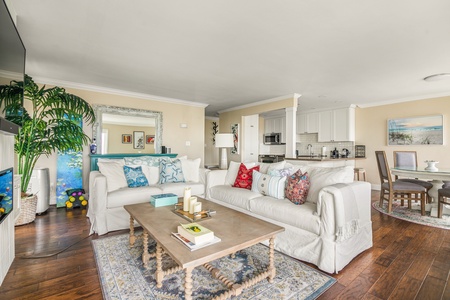 Gather around the fireplace for a warm and inviting evening by the coast.