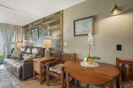Come in off the beach to a living room set up for whatever is next.