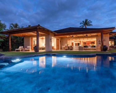 Infinity pool toward the ocean & vast blue sky