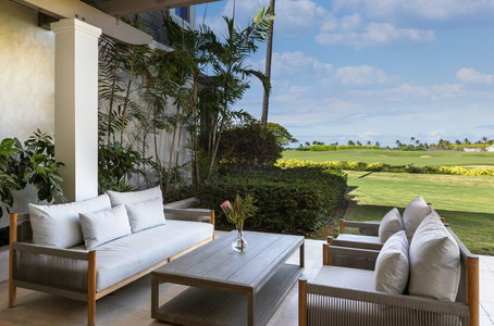 Relax on the lanai with golf course views, the perfect spot for morning coffee or unwinding at sunset.