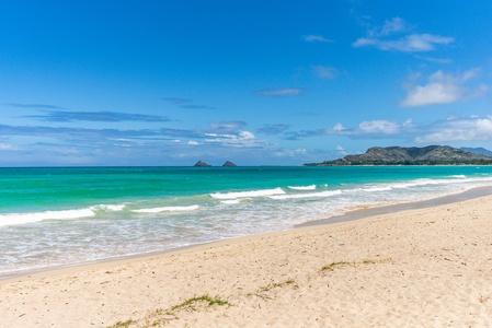 Kailua Beach and Mokulua Island views from the edge of your yard.