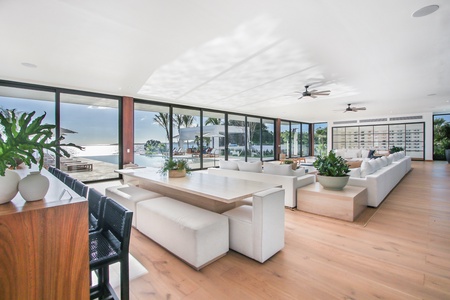 Spacious living room with amazing ocean views.