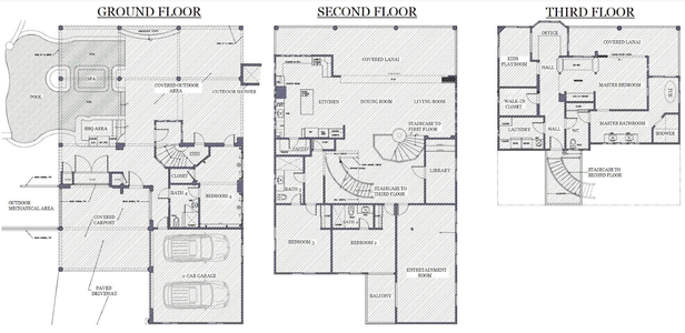 Complete floor plan for Mermaid Cove—visualize your space across three levels of luxe oceanfront living.