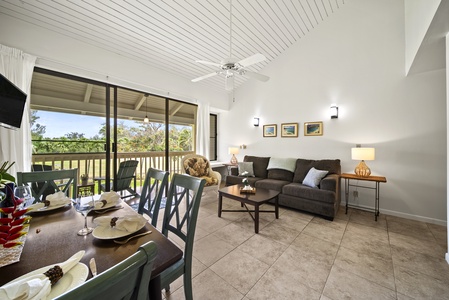 Living and dining space are perfect to rest after a day exploring the island.