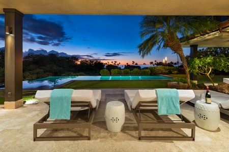 Stretch out in total serenity with plush seating and panoramic sunset views.