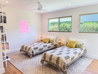 Daybeds in the Lounge/Office Area can be converted and set up as two twin beds upon request.