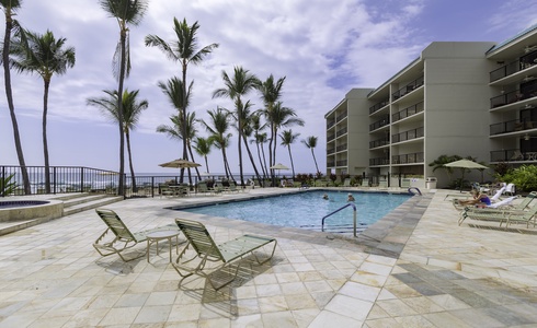 Lounge oceanside with expansive views.