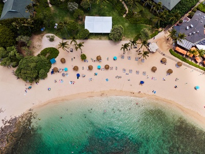 Sandy beach right in front of the Villas