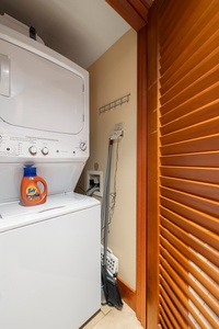 An in-unit washer and dryer for convenience.