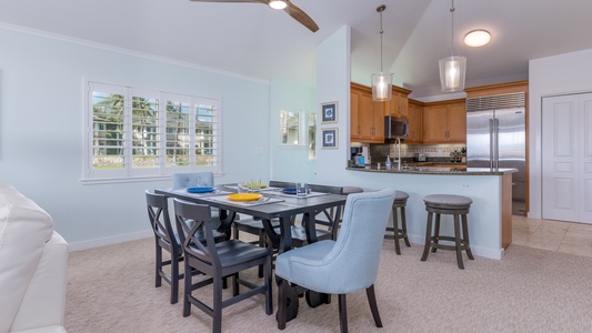 Expansive space includes the kitchen, living and dining areas.