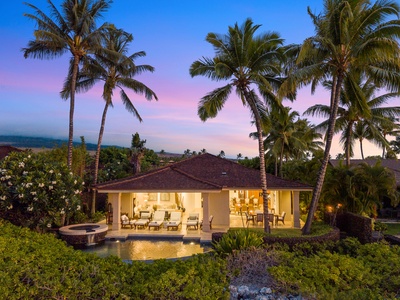 The majestic Hawaiian sunset from this exquisite estate's private spa.