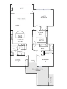 J505 Orient Pacific Suite - Private Elevator Landing for J505 with teak bench...