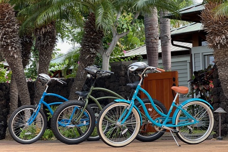 Ride through Pauoa Beach and Mauna Lani Resort with our complimentary bicycles and safety gear