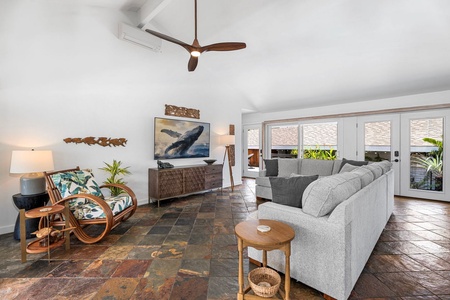 Sink into the sectional with natural light pouring through the windows.