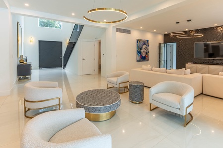 Relax in the luxurious living area with elegant appointments.