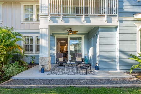 Cozy mornings at the lanai at Ko Olina Kai 1097C.