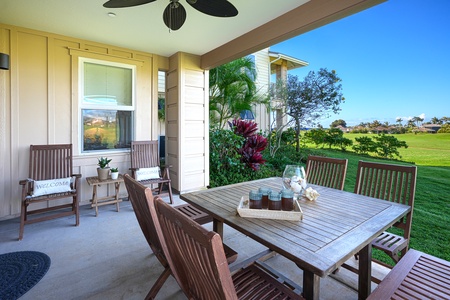 Inviting living space with sliding doors that open to a scenic golf course view.