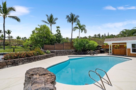 Cool off in the sparkling pool while enjoying breathtaking views of swaying palms.