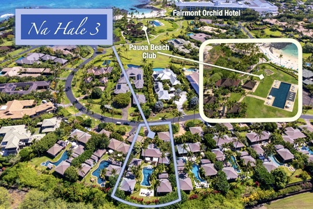 Na Hale 3 is located just steps from the private Pauoa Beach, Fitness Facilities & Private Pool as well as the Fairmont Orchid Hotel and Restaurants