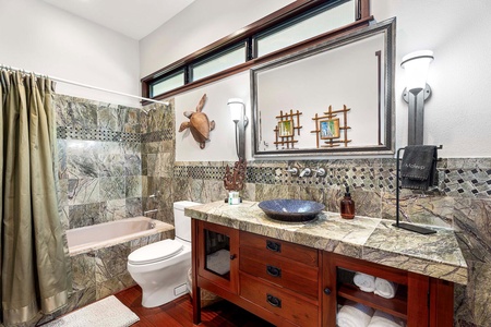 Guest bedroom with wide vanity space