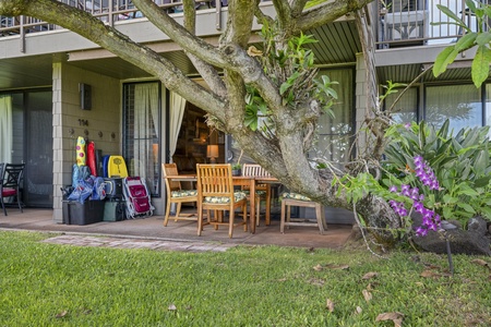 Grab the beach gear from the shaded lanai and you're out the door.