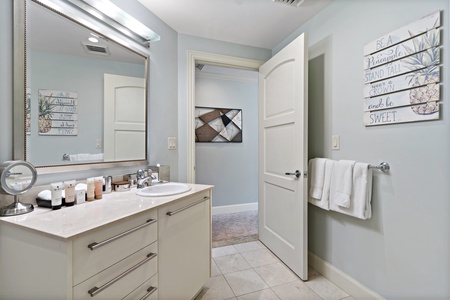 Well-appointed ensuite bathroom at Wailea Hoolei 93-3, perfect for refreshing after a day out.