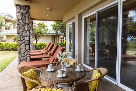 The great room includes dining and living room areas