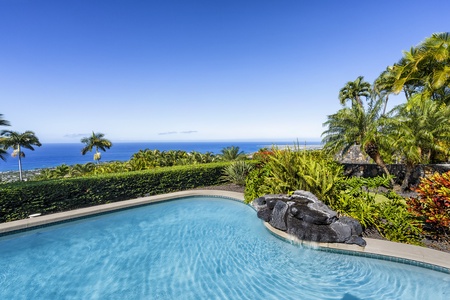 Enjoy the tranquil waterfall pool feature!