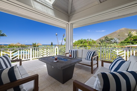 Relax on the main floor lanai with ocean views.