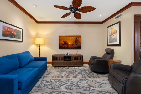 The open concept design provides sunset views whether on the lanai or dining space.