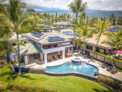 Aerial view of the pool and Lanai.