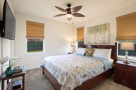 Downstairs en suite bedroom with TV