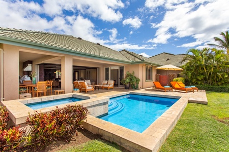 Your personal oasis — enjoy a morning swim or afternoon sun beside this elegant villa’s private pool.