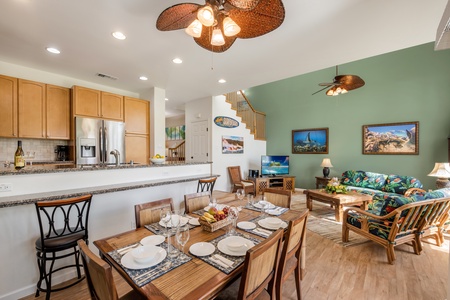 Bright kitchen with modern appliances and an open concept for easy hosting.