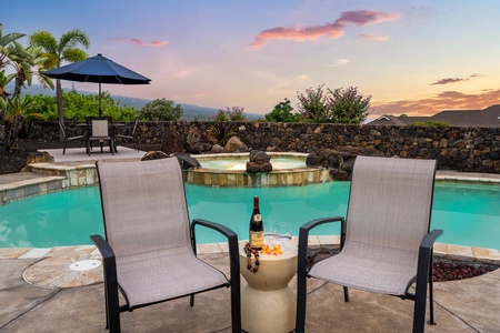 Kick back with a drink and take in those tropical twilight views.