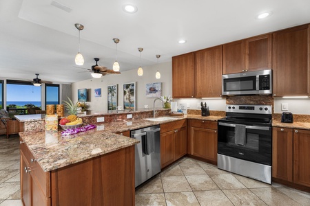Cook with an ocean view in the window and a counter wide enough for helpers.