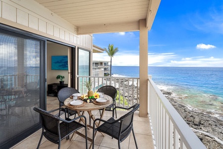 Dine al fresco as spinner dolphins and sailboats drift by—this second-floor lanai is your front-row seat to the Pacific.