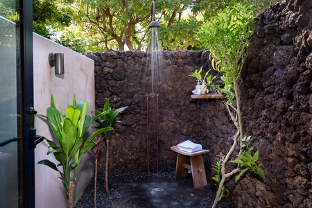 Experience the tranquility of an open-air shower garden
