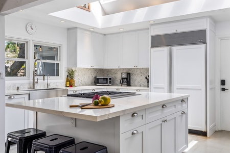 Newly remodeled kitchen with top of the line appliances.