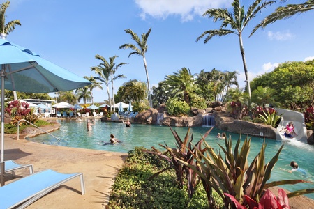 Outdoor pool / hot tub and slide at Poipu Beach Athletic Club