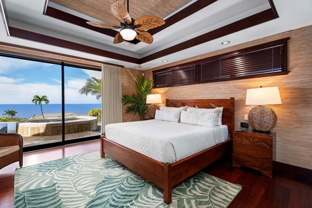 Primary bedroom equipped with King bed, A/C, Lanai access and TV