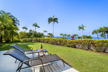 Enjoy water views and a home made meal on the spacious partially covered Lanai!