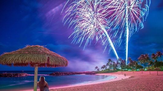 Fireworks at the Ko Olina Lagoons.