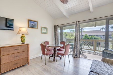 Gather around your elegant dining table where tropical breezes flow through sliding doors onto your lanai overlooking the tennis court and gardens.