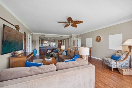 Honua Kai Konea 204 offers a bright, island-inspired living space perfect for lounging with family and friends.