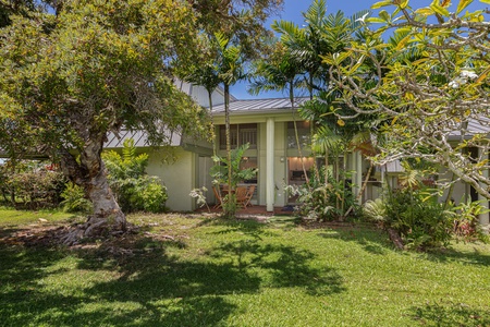 Tucked in a peaceful garden setting, your Princeville retreat offers serenity and seclusion.