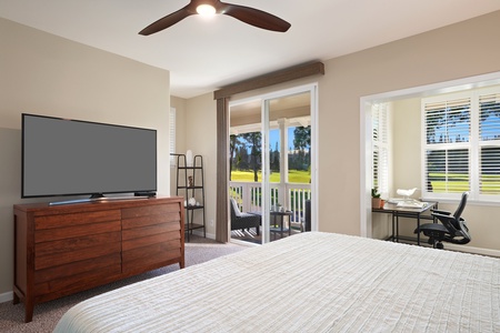 Primary bedroom with a king bed, TV and AC for perfect night's sleep.