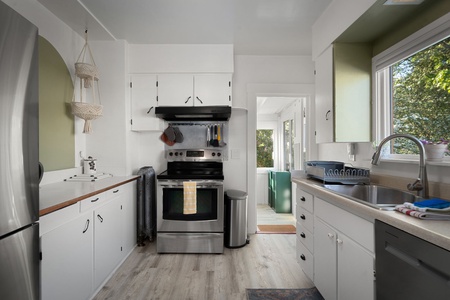 Move easily through the well-equipped kitchen designed for relaxed extended stays.