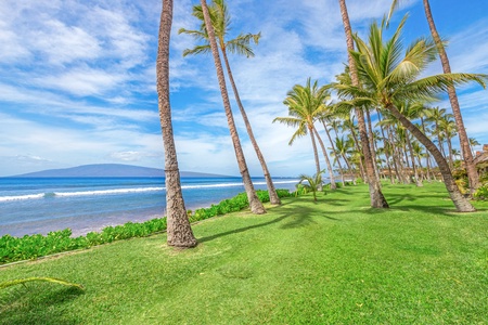 Puamana 254-2’s downstairs lanai offers seating for eight, a gas grill, and beach storage for essentials.